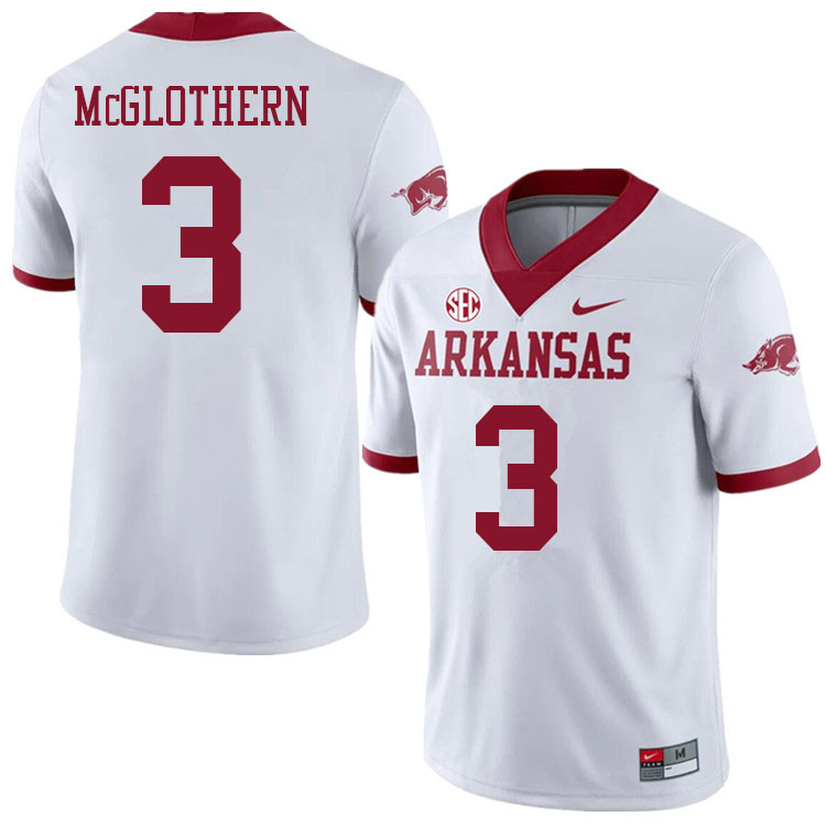 Men #3 Dwight McGlothern Arkansas Razorbacks College Football Jerseys Sale-Alternate White - Click Image to Close